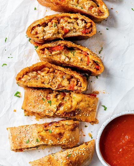Sausage, Pepper and Onion Stromboli (Stuffed Sausage Bread)