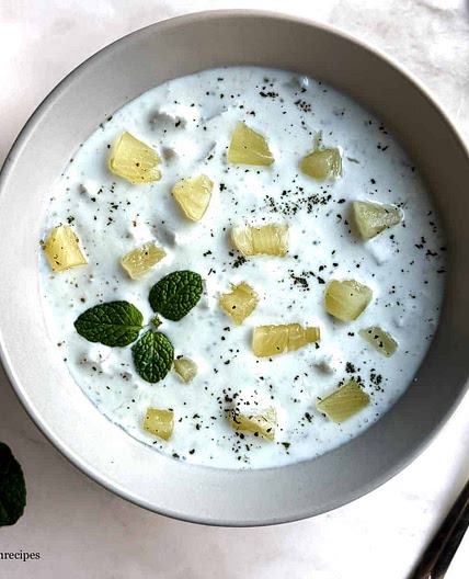 Pineapple Raita with Maple Syrup