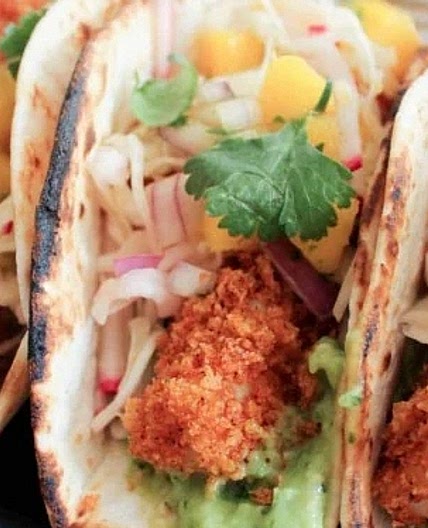 Crispy Pangasius Fish Tacos with Mango Salsa