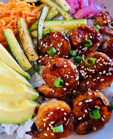 Korean Shrimp Rice Bowls