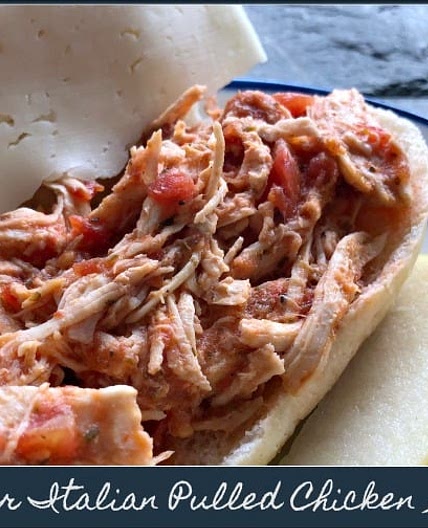 Slow Cooker Italian Pulled Chicken Sandwiches