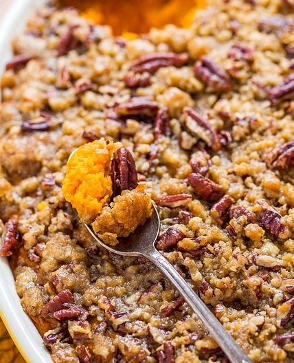 Sweet Potato Casserole with Butter Pecan Crumble Topping