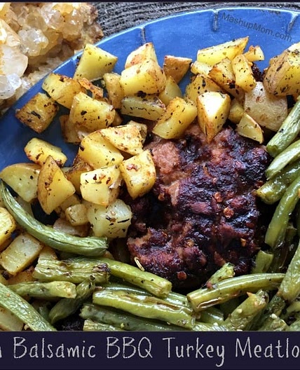 Sheet Pan Balsamic BBQ Turkey Meatloaf Dinner