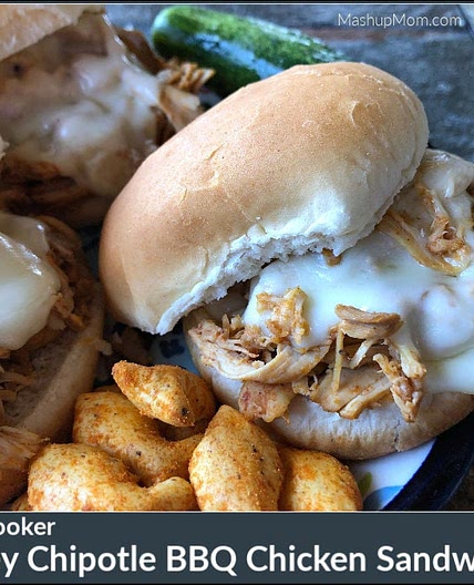Slow Cooker Honey Chipotle BBQ Chicken Sandwiches