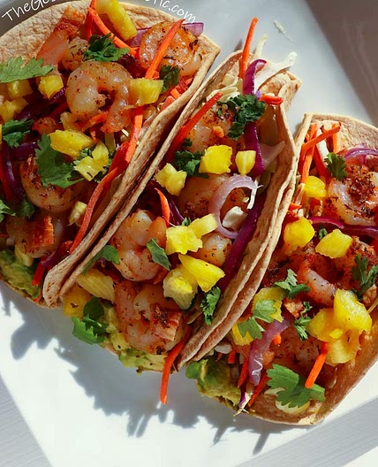 Healthy Shrimp Tacos with Bacon & Pineapple