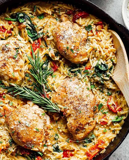 Tuscan Chicken and Orzo One Pan Recipe