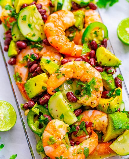 Lime Cilantro Shrimp and Black Bean Salad
