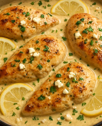 Creamy Greek Lemon Garlic Chicken (Boneless Breasts)