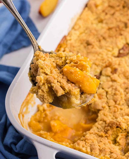 Peach Cobbler with Cake Mix (aka Peach Cobbler Dump Cake)