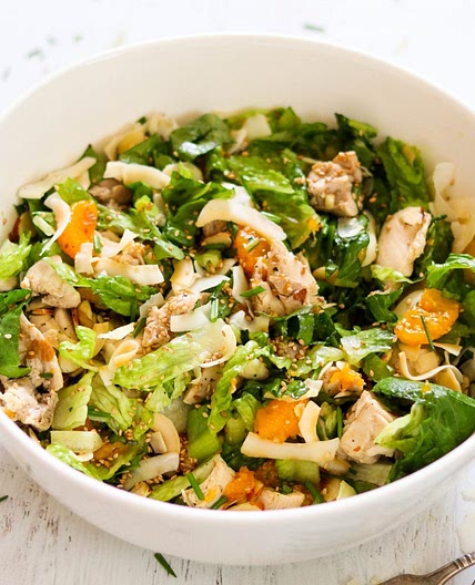 Paleo & Whole30 Mandarin Chicken Salad with Coconut Chips