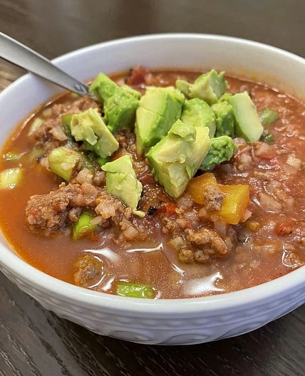 Hearty Stuffed Pepper Stew with Cauliflower Rice