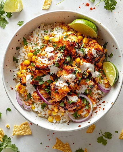Street Corn Chicken Rice Bowl