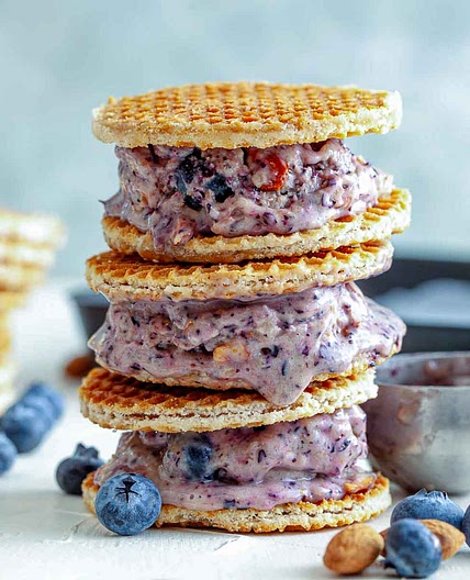 Blueberry Almond Ice Cream Wafflewiches