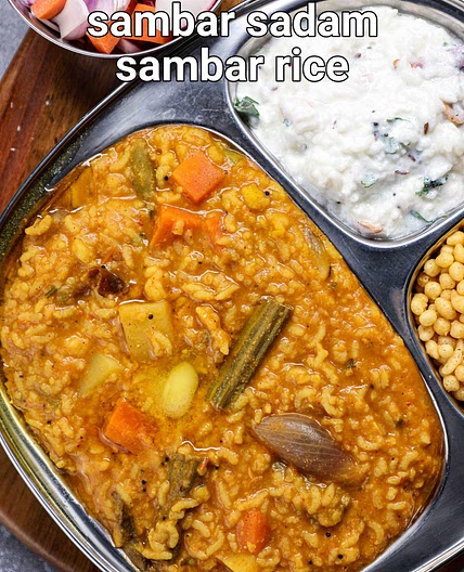 sambar rice recipe | sambar sadam recipe | sambar rice & curd rice combo