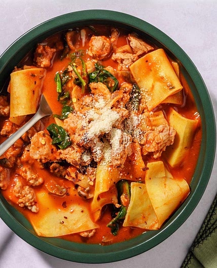 Super Quick Sausage Lasagne Soup