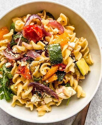Roasted Veggie Pasta with Feta