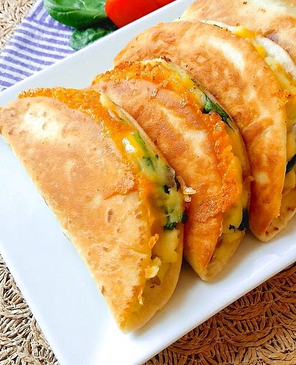 Grilled Potato Spinach Quesadillas