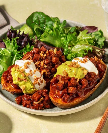 BBQ Cajun Beef and Chorizo Loaded Jacket Potato