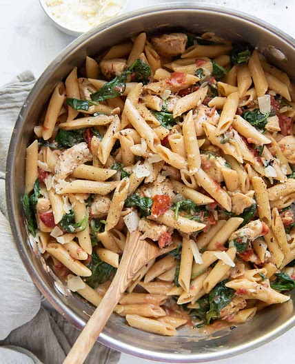 Chicken and Spinach Skillet Pasta