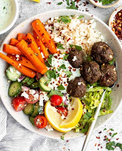 Greek Meatball Bowls