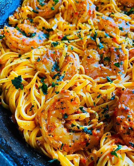 Red Pepper Shrimp Linguine Alfredo