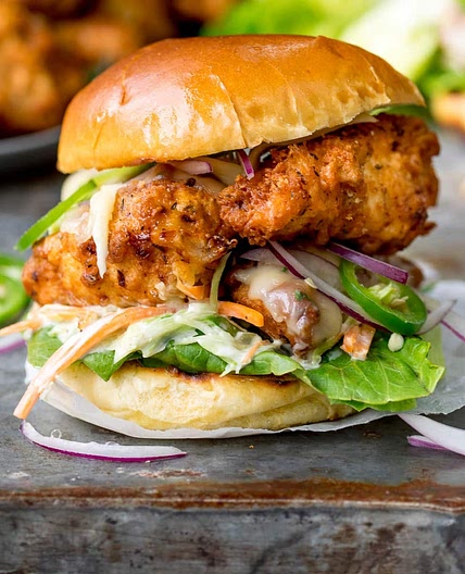 Crispy Chicken Burger with Honey Mustard Coleslaw