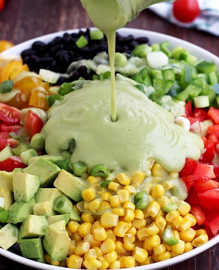Vegan Mexican Chopped Salad with Avocado Dressing
