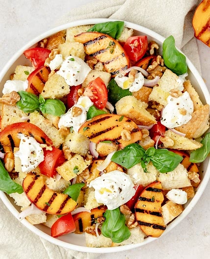 Grilled Peach and Ricotta Panzanella Salad