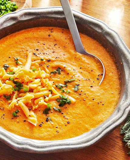 Roasted Tomato Soup With Cheddar Cheese