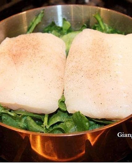 Steamed Sea Bass and Spinach