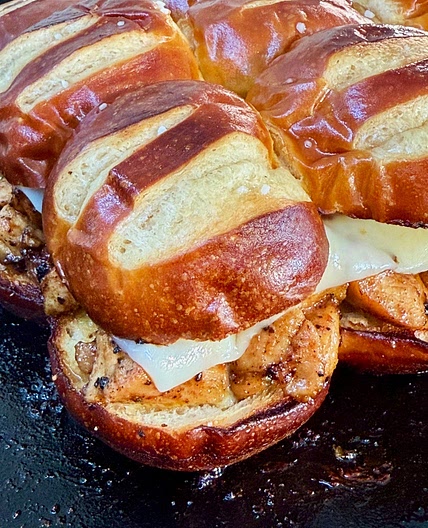 Blackstone Hot Honey Mustard Chicken Sliders