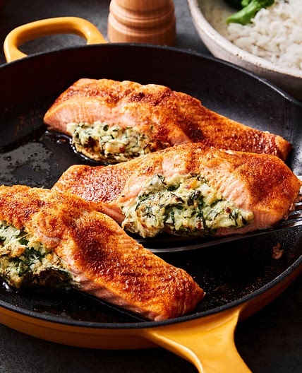 Creamy Spinach Stuffed Salmon