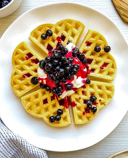 Lemon Blueberry Cheesecake Waffles