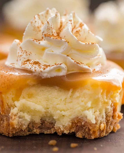 Mini Cheesecakes with Caramel Sauce