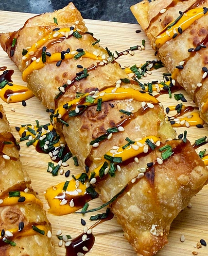 Spicy Crab Sushi Egg Rolls