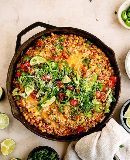 Tex-Mex Ground Turkey and Rice Skillet
