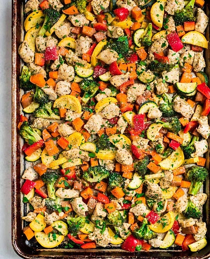 Sheet Pan Chicken and Rainbow Vegetables