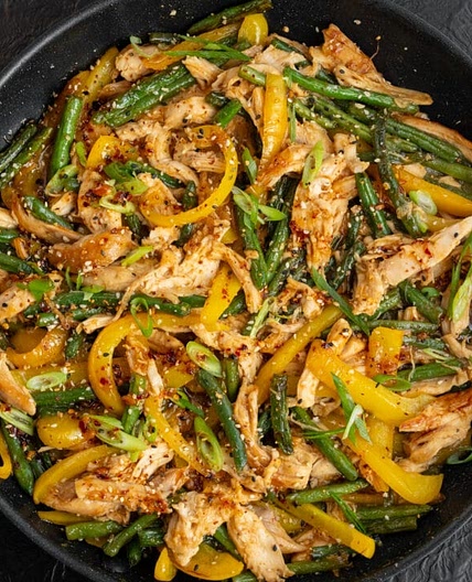 Hot Honey Sesame Rotisserie Chicken Stir Fry