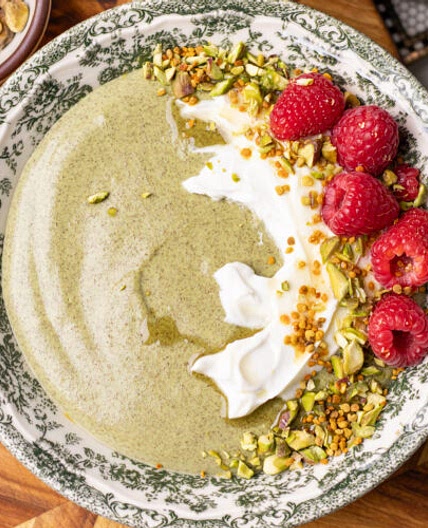 Blended Pistachio Chia Pudding (high protein)