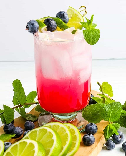 Refreshing Blueberry Mojito with Fresh Mint and Malibu Rum