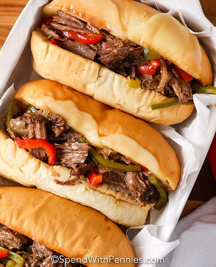 Crockpot Philly Cheesesteak Sandwiches