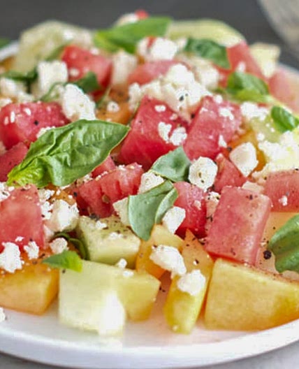 Melon, Feta, and Basil Salad Recipe