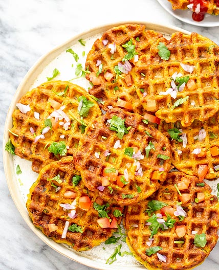 Pakora Waffles - Savory Chickpea Flour Waffles