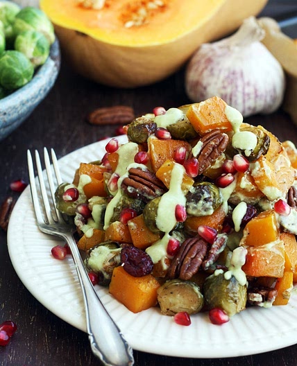 Roasted Brussels Sprouts with Butternut Squash
