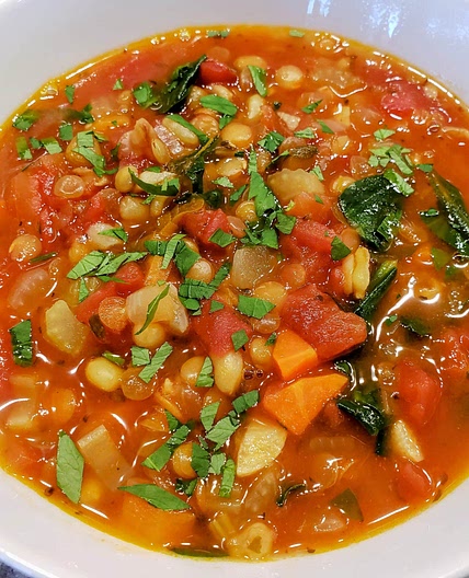 Lentil and farro soup
