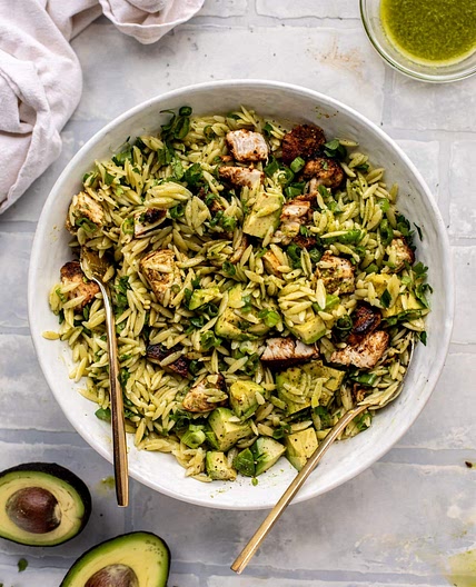 Grilled Chicken and Avocado Orzo Salad