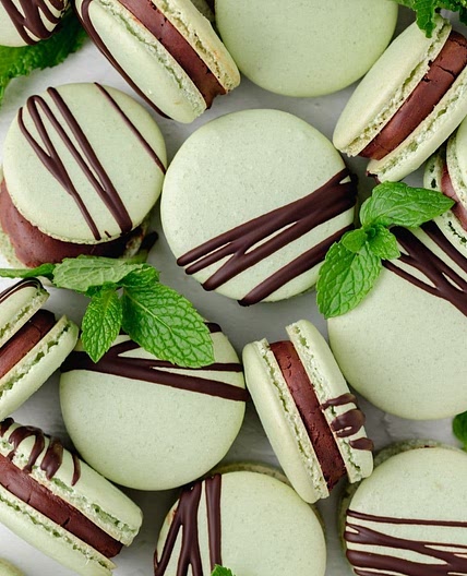Mint Chocolate Macarons