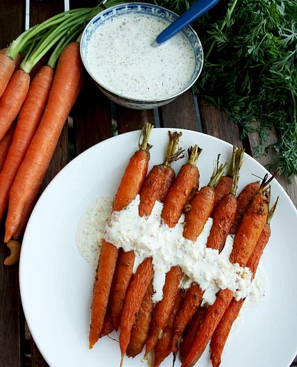 Roasted Carrots with Indian Spices and Cashew Feta Dip
