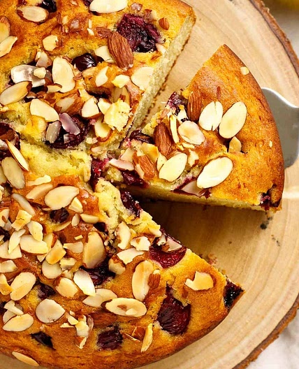 Cherry Almond Olive Oil Cake