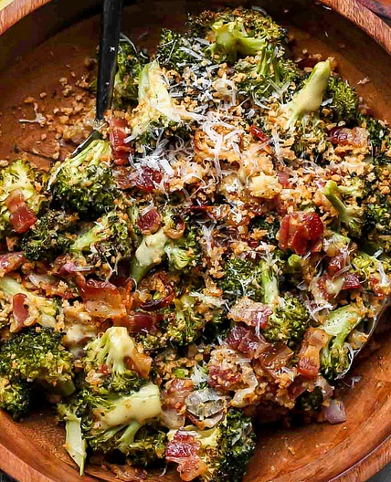 Roasted Broccoli Salad with Miso-Caesar Dressing